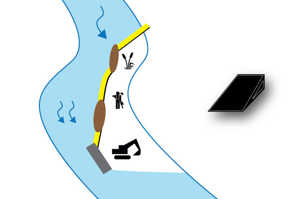 batardeaux-banc-ilots-parallele-riviere-water-gate-megasecureurope Eristyssäiliöt joki Sandbar